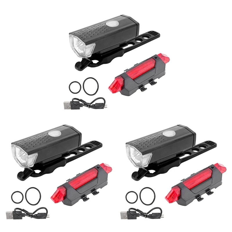 

3X велосипедные фары, Ночная езда, USB зарядка, высокояркое освещение, комплект фонарей для горного велосипеда