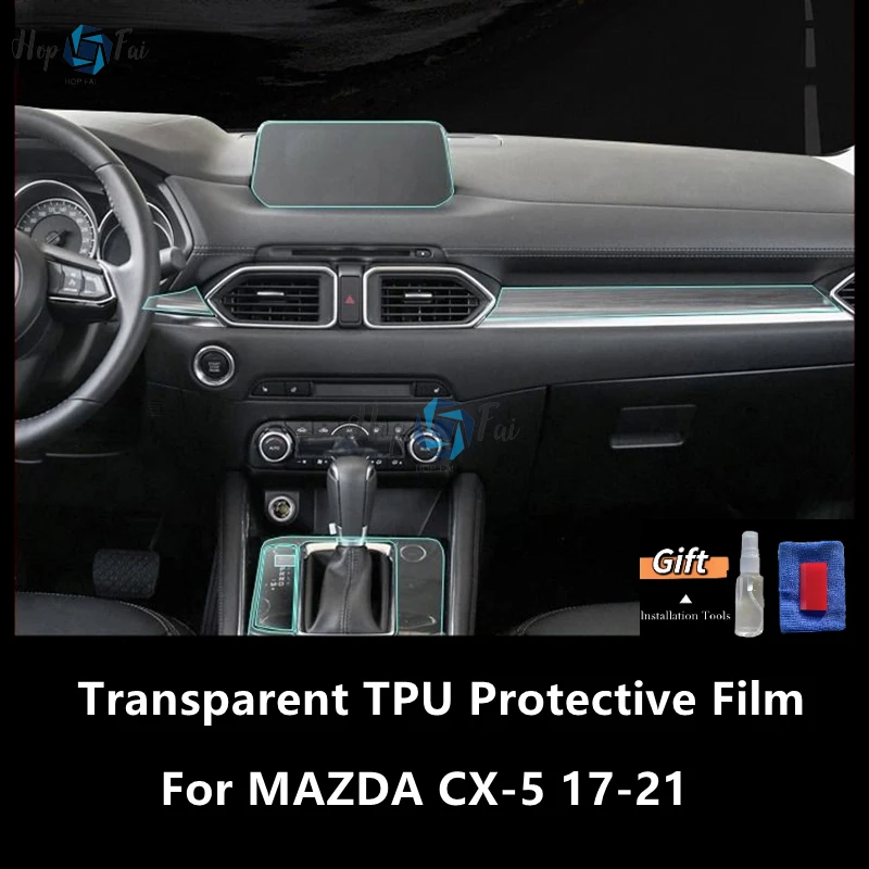 

For MAZDA CX-5 17-21 Car Interior Center Console Transparent TPU Protective Film Anti-scratch Repair Film Accessories Refit