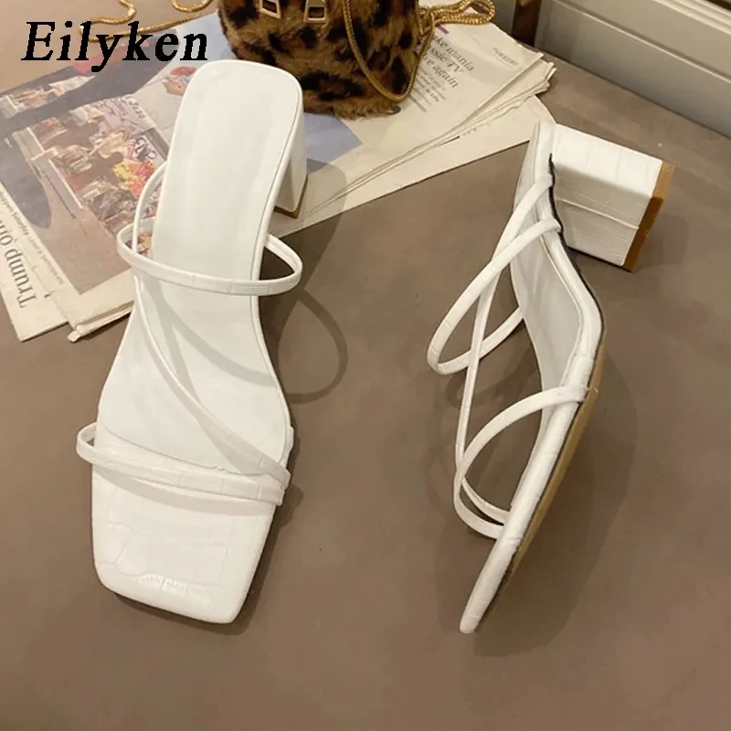 Eilyken 2023 Women Gladiator High Heels Sandals Summer Party Dress Shoes Cross Strap Lace-up Pumps size 41