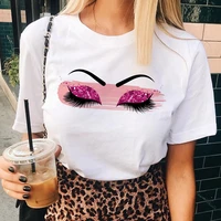 fashion anime shirt tees ladies summer female woman cloth clothes tshirts new trend tops women cartoon eyelash t shirt