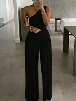 elegant sleevless partywear jumpsuits formal party romper summer women holiday frills loose long overall wide leg jumpsuit