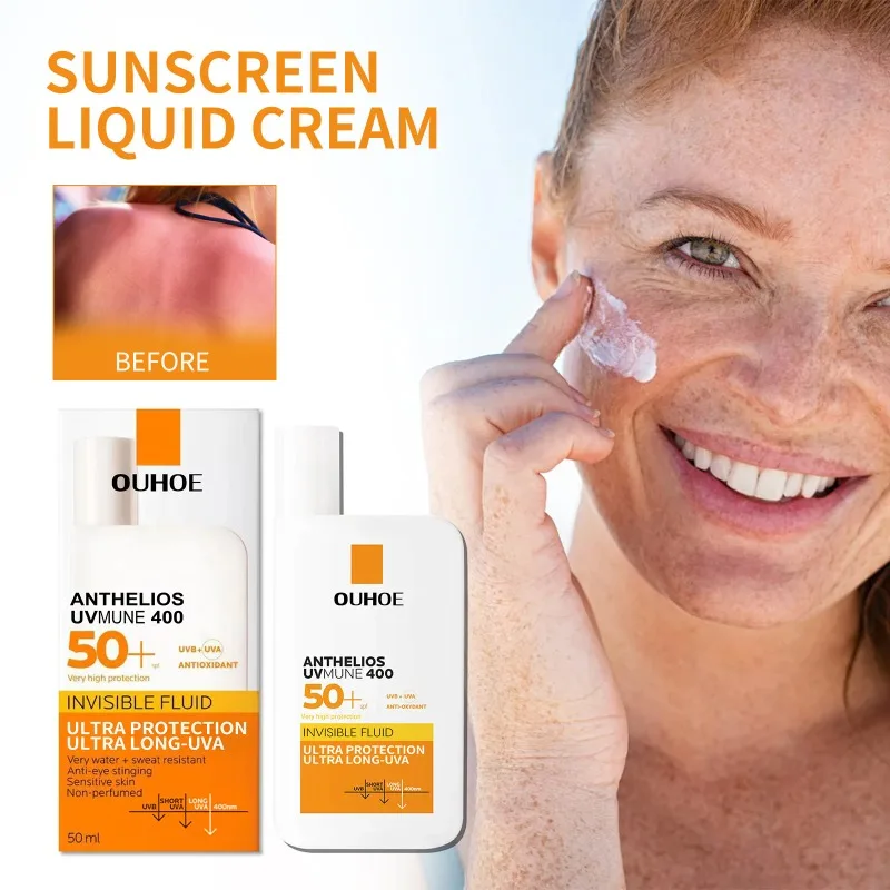 

50ml SPF50+ Facial Body Sunscreen Invisible Fluid Whitening Sun Block For Face High UV Protection Sun Solar Blocker For Women