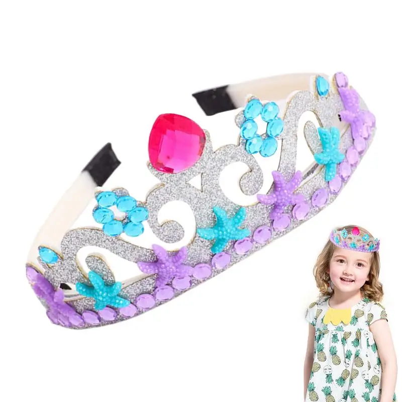 

Crown Headbands For Princess Girl Princess Pretend Play Non-Woven Tiara Headbands Costume Accessories For Theater Anniversary