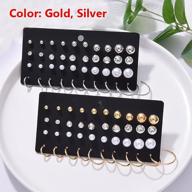 

20 Pairs/Sets Stud Earrings Punk Style Gold Color Hoop Earrings Set Fashion Simple Silver Color Earrings Women Jewelry Set