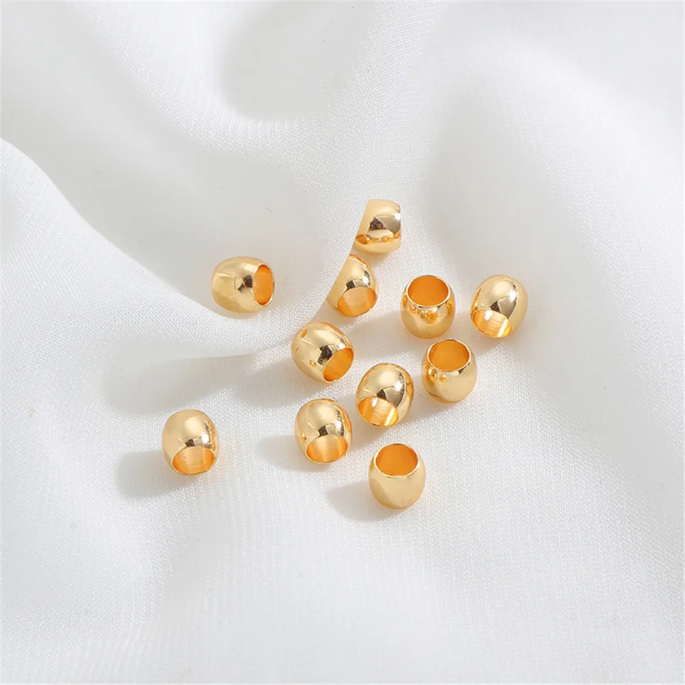 

1pcs 14K gold coated large hole smooth round bead partition DIY handmade bead chain headpiece material accessories