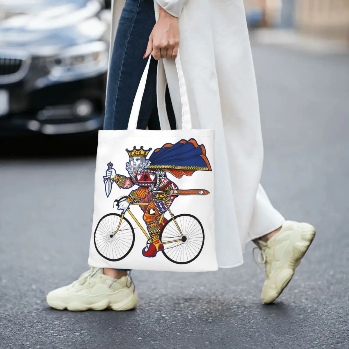 King Of Hearts Women Canvas Handbag Large Capacity Shopper Bag Tote Bag withSmall Shoulder Bag