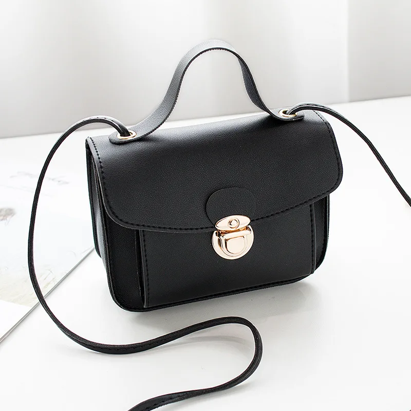 2022 New Simple Fashion Korea Lock Small Chic Women's PU Leather Girls Lady One Shoulder Crossbody Bag