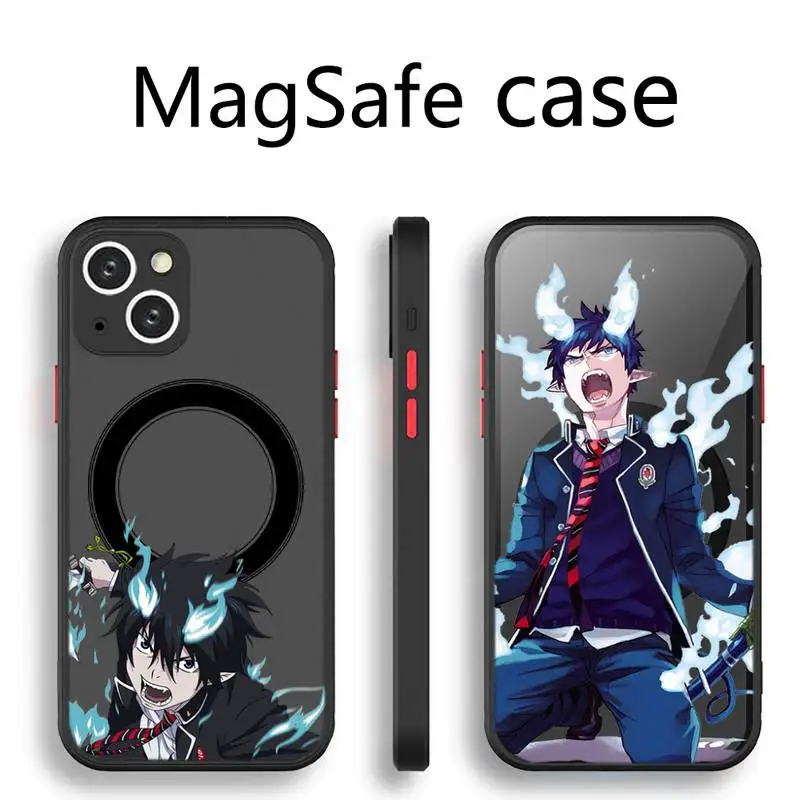 

Ao no Exorcist anime Phone Case Transparent Magsafe Magnetic Magnet For iPhone 13 12 11 Pro Max Mini Wireless Charging Cover