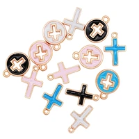 200pcs 4 color cute enamel cross charms for earrings pendants for necklaces bracelets diy jewelry making accessories