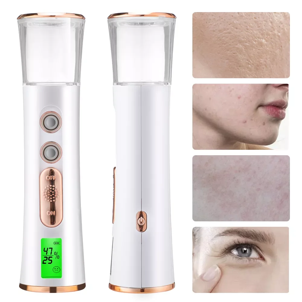 

NEW2023 LED Mini Nano Mist Sprayer Portable Rechargeable Double Spray Head Facial Steamer Moisturizer Air Humidifier Cooler Skin