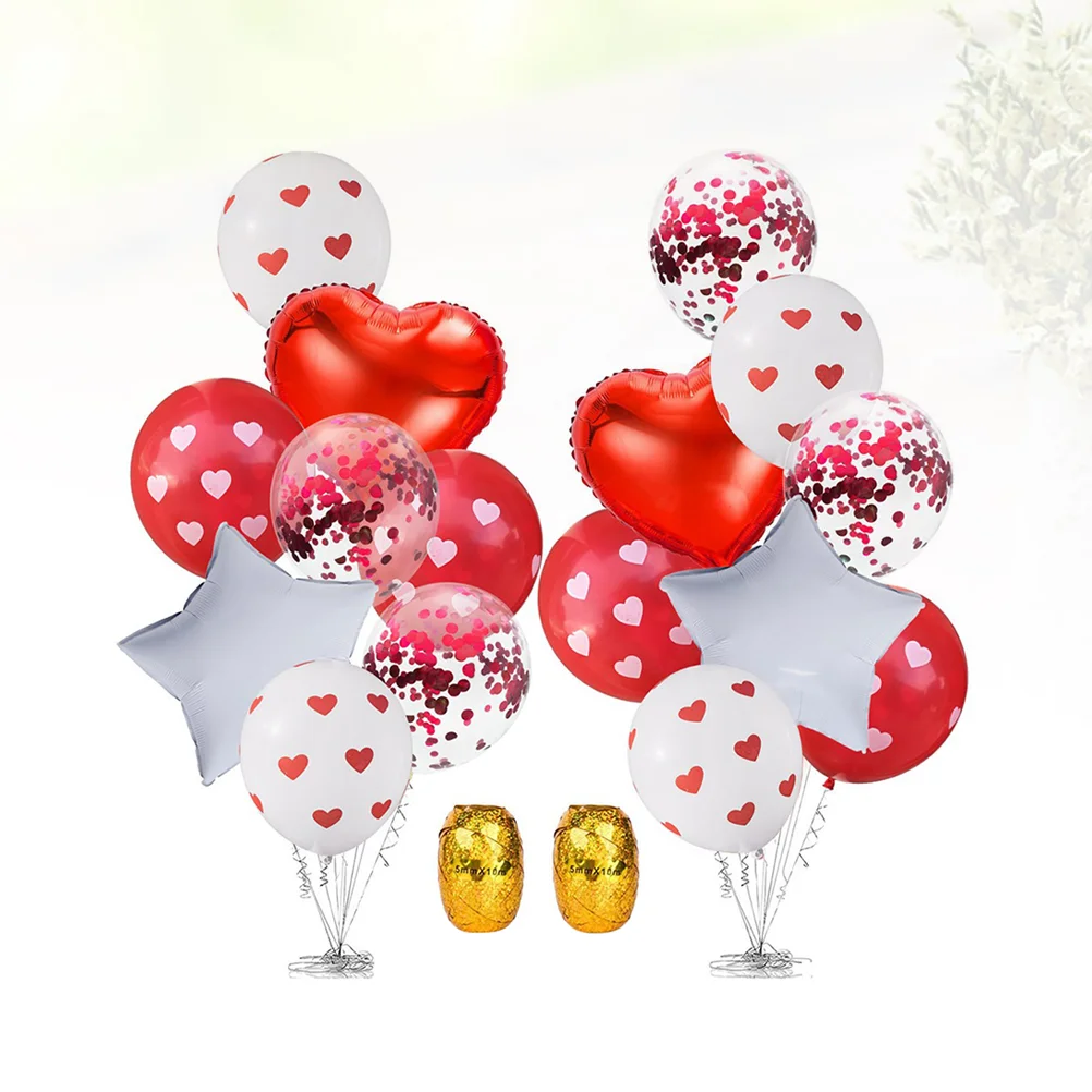 

18Pcs Sequins Confetti Balloons Set Delicate Unique Balloons Kit Creative Valentine Themed Party Decoration