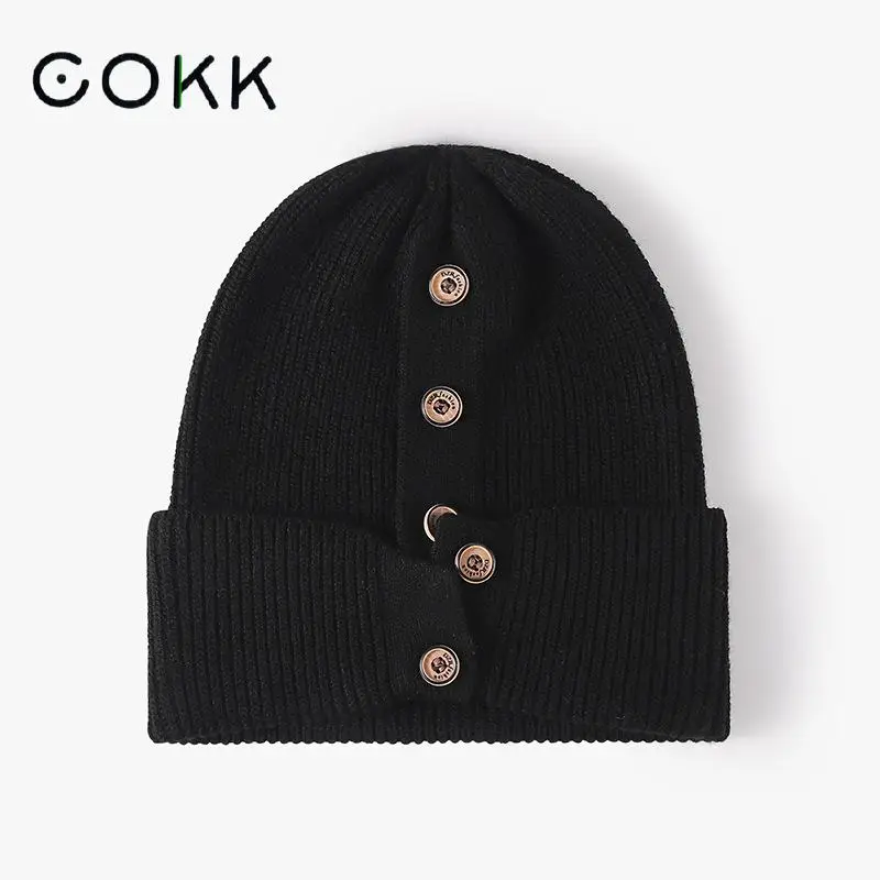 COKK Winter Hats For Women Beanie Bonnet Autumn Winter Hat Female Knitted Warm Ear Protection Cold Proof Outdoor Casual Beanies