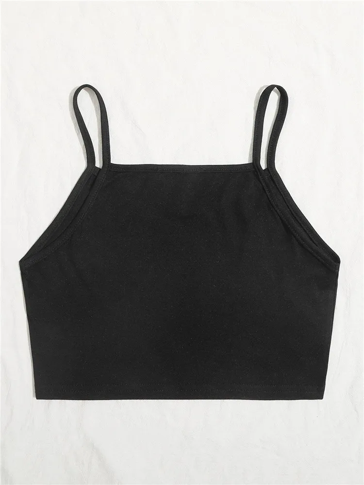 Женский укороченный топ на бретелях готический черный с принтом в виде скелета