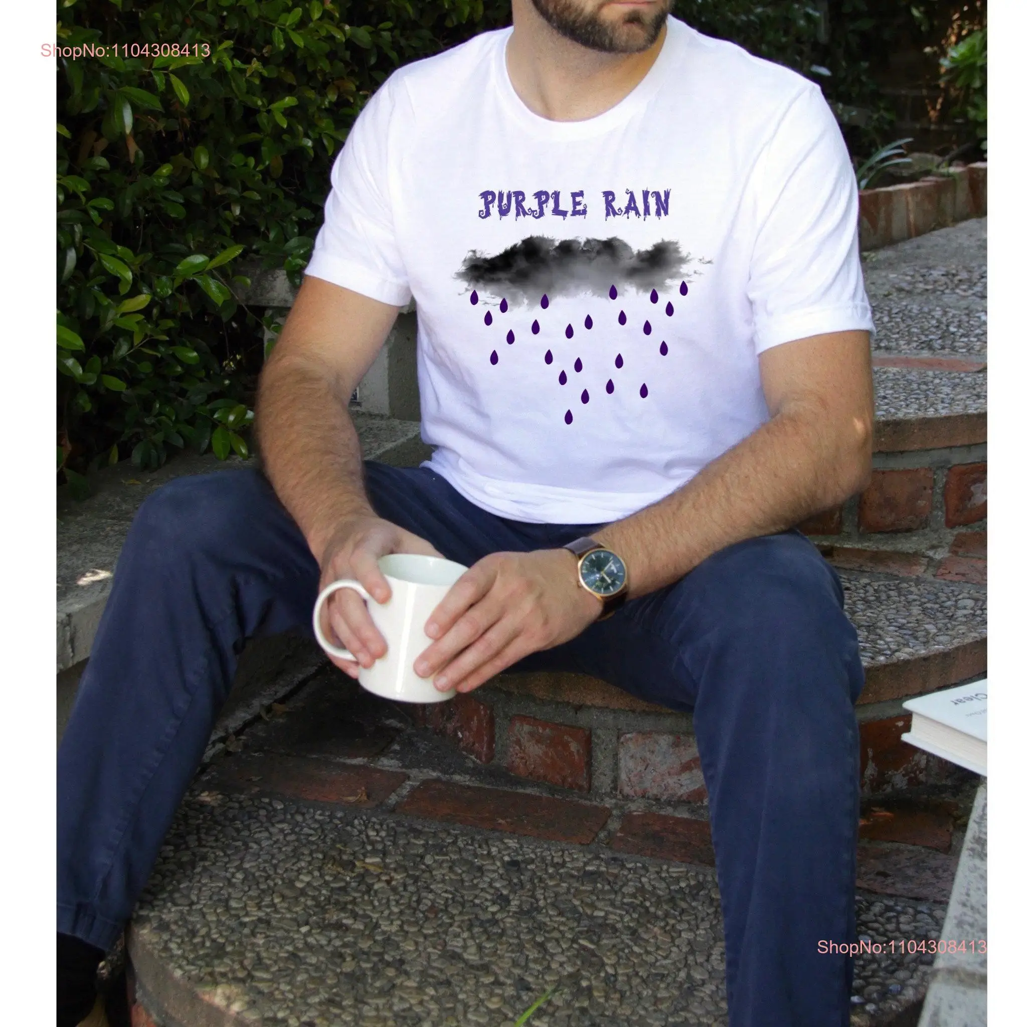 Фиолетовая футболка с дождем изображением рок-звезды и принца в стиле хип-хоп 80-х
