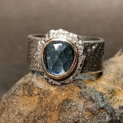 

Женское серебряное кольцо, винтажное элегантное уникальное ювелирное изделие с натуральным сапфиром, свадебное обручальное кольцо, размер...