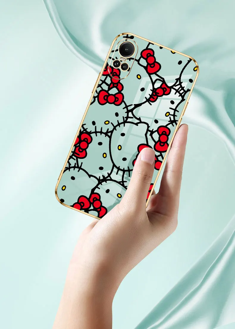 Чехол с рисунком Hello Kitty для OPPO Reno 12 11 11F 10 8 8T 7 7Z 6 6Z 5 5F 4 4F Pro Plus Lite