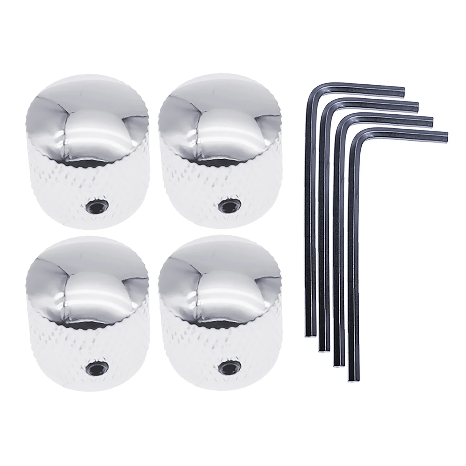 

4pcs Universal Solid Easy Install Replacement Part With Wrench Guitar Volume Knob Non Slip Durable Metal Electric Bass