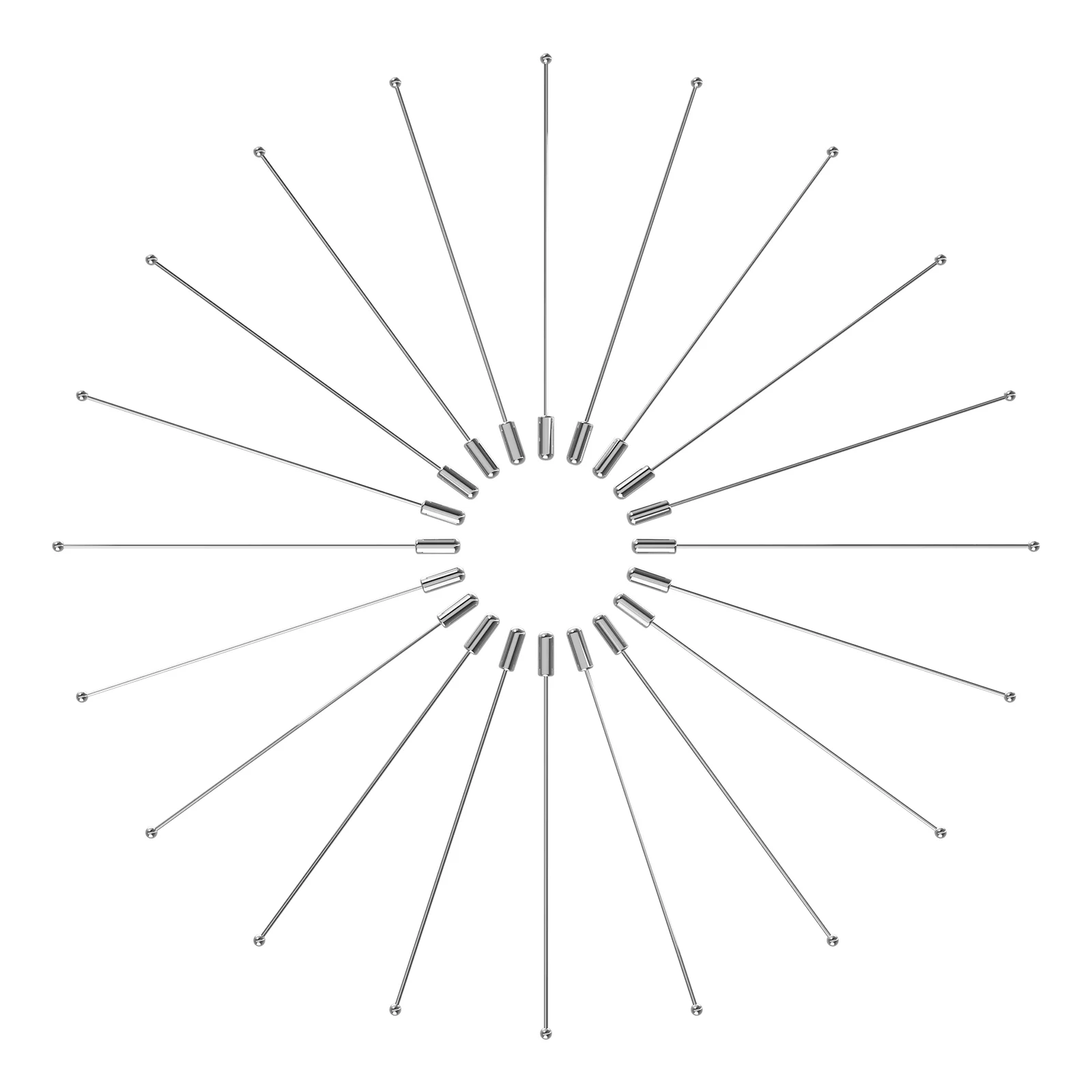 

20 Pcs Safety Pin Jewelry Accessories Round Head Stick Needle Men's Silver Brooch