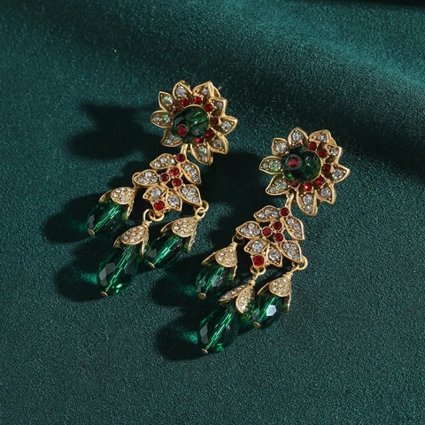 Золотые серьги-капельки STALAIT с подсолнухом