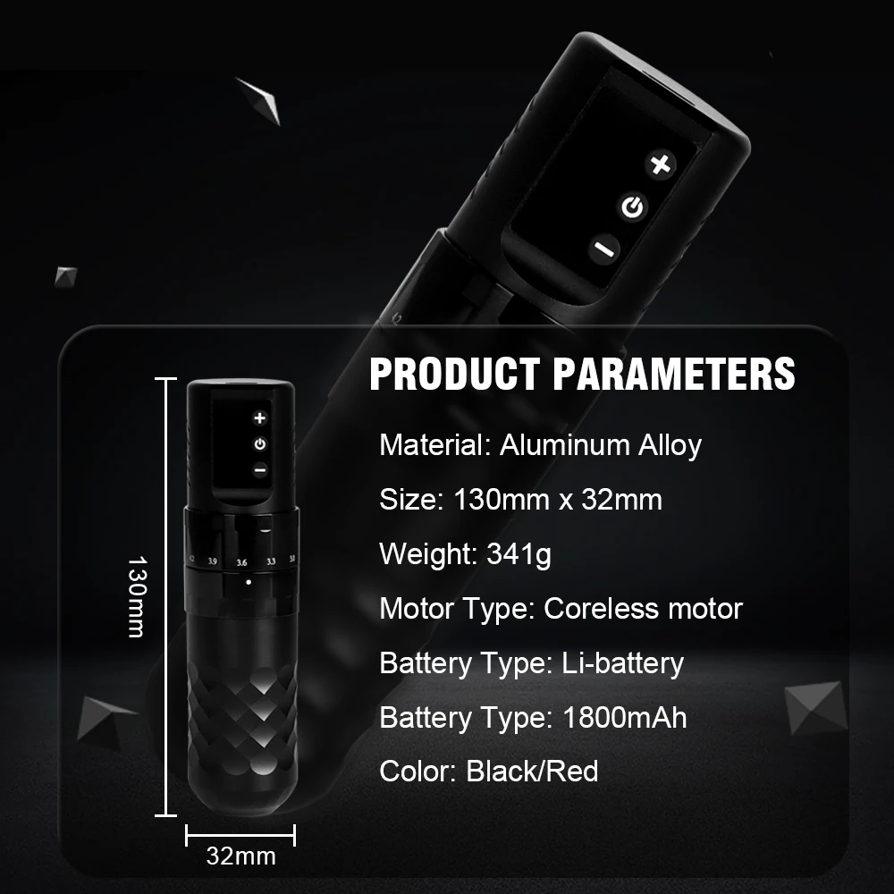 Беспроводная ручка для тату-машины с регулируемым ходом аккумулятор большой