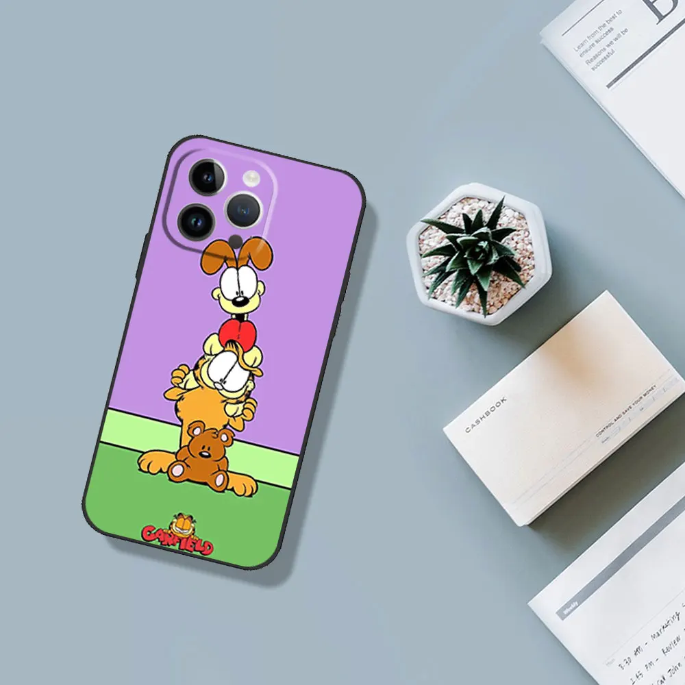 Yellwo G-Gar F-Field Cat Phone Case For Samsung A03 A04 A05 S A13 A14 A22 A34 A53 4G 5G S22 S23 ULTRA Black Soft Silicone Cover