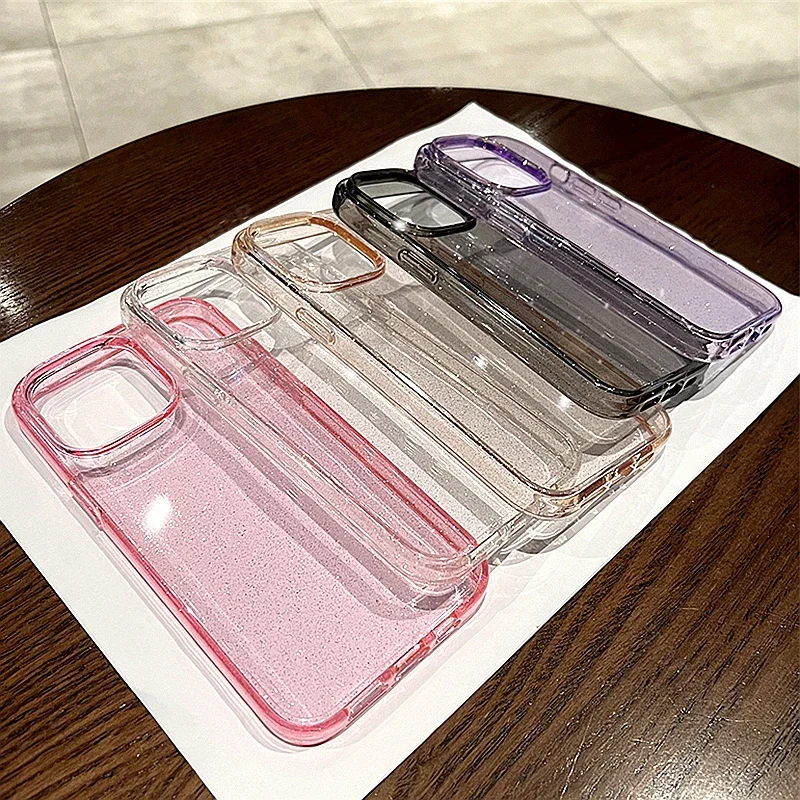 Новый роскошный блестящий прозрачный чехол для iPhone 15 14 13 12 11 Pro Max Plus Mini