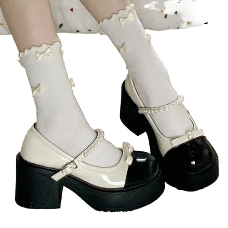 Женские туфли мэри джейн на высоком каблуке с бантом Новинка осени 2024