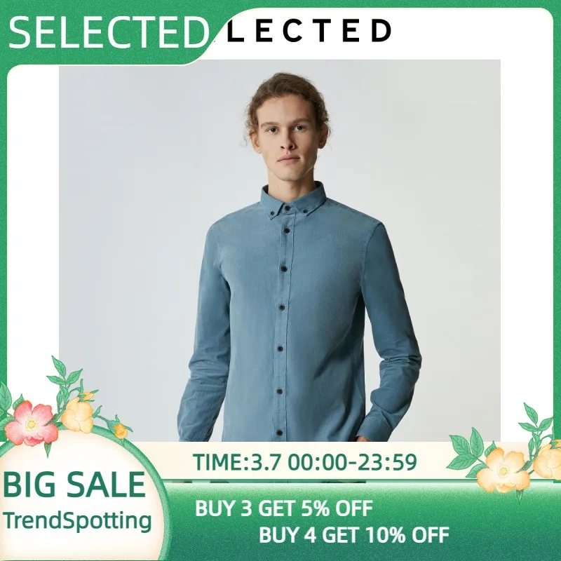 

SELECTED Men's 100% Cotton Corduroy Slim Fit Business Casual Shirt S|419405516
