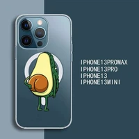 avocado lovely cartoon fruit phone case transparent magsafe magnetic magnet for iphone 13 12 11 pro max mini wireless charging