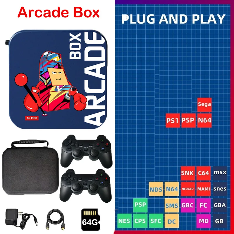 

Arcade Box Super 4K HD TV Projector Monitor Portable 33000 + Games Video Game Console for PSP/PS1/Naomi Classic Retro