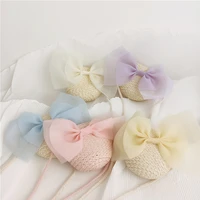 korean style children bags cute macoron color with bowknot mini straw bag baby girls messager bag kids beach outting accessories
