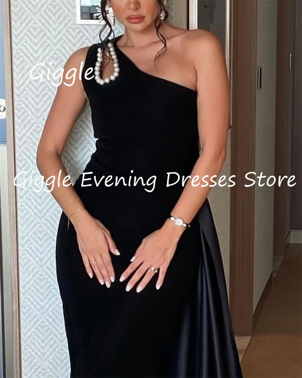 

Giggle Satin Mermaid One-shoulder Formal Elegant Prom Gown Floor Length luxury Evening Pretty Party Dresses for Women 2023