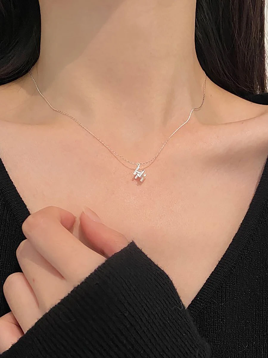 Ожерелье из стерлингового серебра 925 пробы с буквой H женское простое