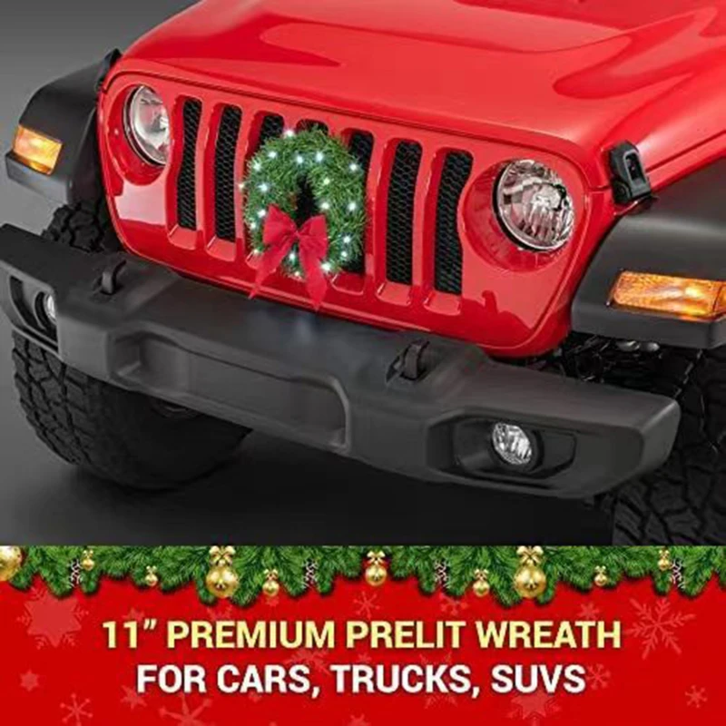 

1 шт. Рождественский автомобильный венок, уличный Рождественский венок с красным шариком, милый автомобиль, рождественское праздничное украшение для автомобиля, подарок