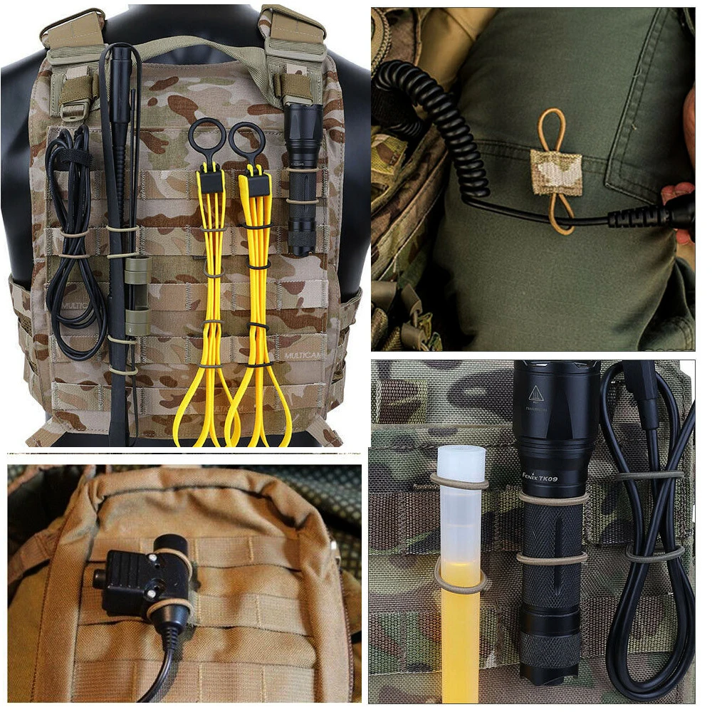 

4pcs 4 Colors PTT Tactical Antenna Stick Pipe Outdoor Tool Webbing Buckles Binding Retainer Molle Ribbon Buckle