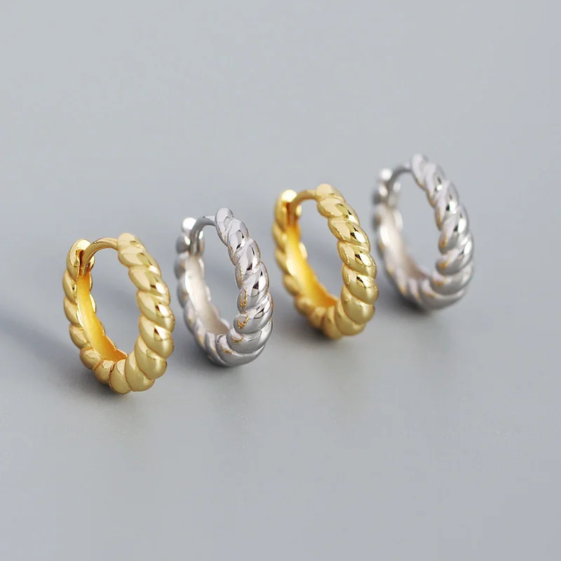 

925 Sterling Silver Mini Hoop Earring Geometric For Women's Ear Hoops Luxury Retro Gold Huggie Earing Personalized Fine Jewelry