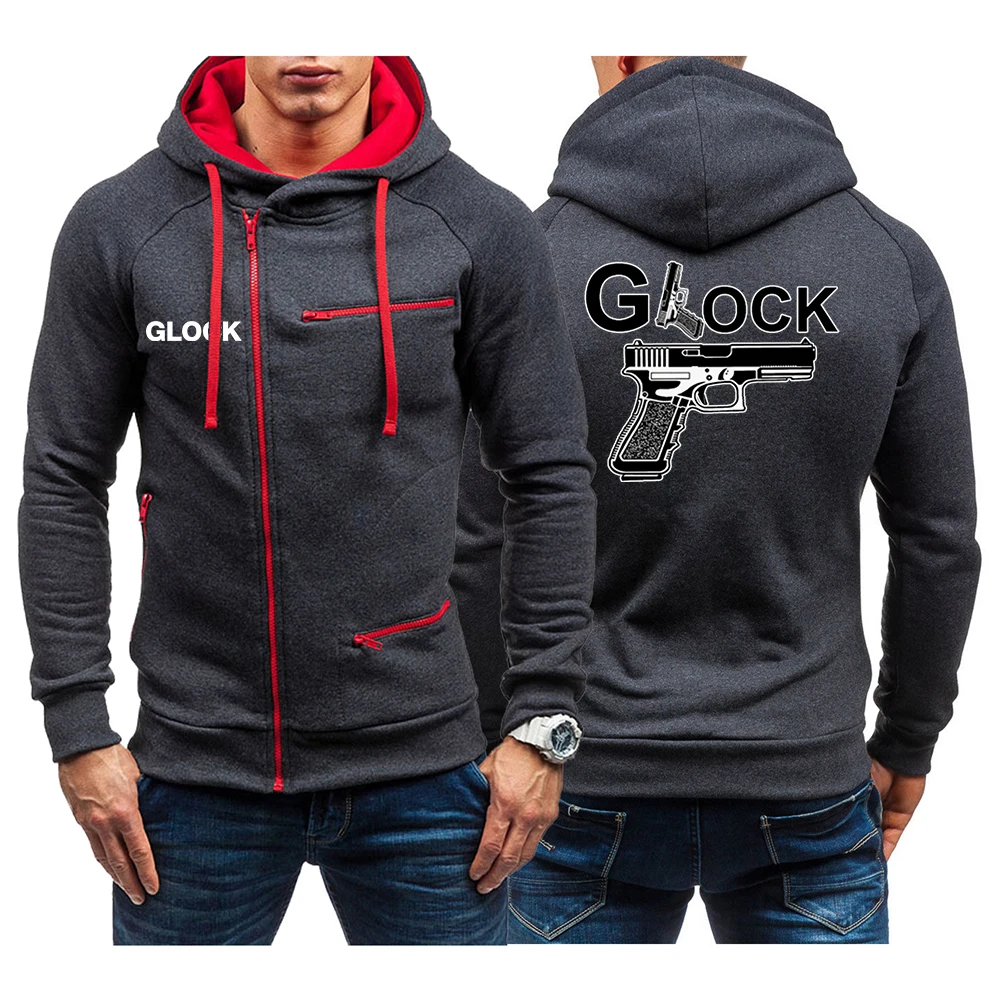 

Куртка Glock Мужская спортивная с капюшоном, удобная дышащая уличная одежда на молнии, с принтом, 2022