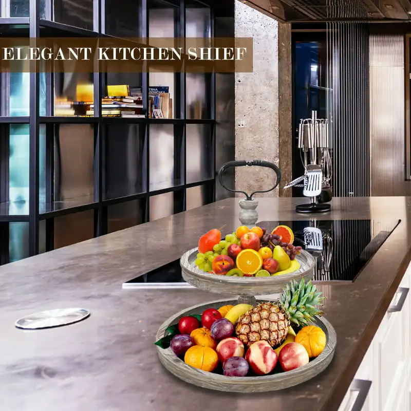 

. Lovely Rustic Distressed Brown Wood Two-Tier Tray - Perfect Decorative Serving Stand for Garden & Home Decor, Kitchen & Seaso