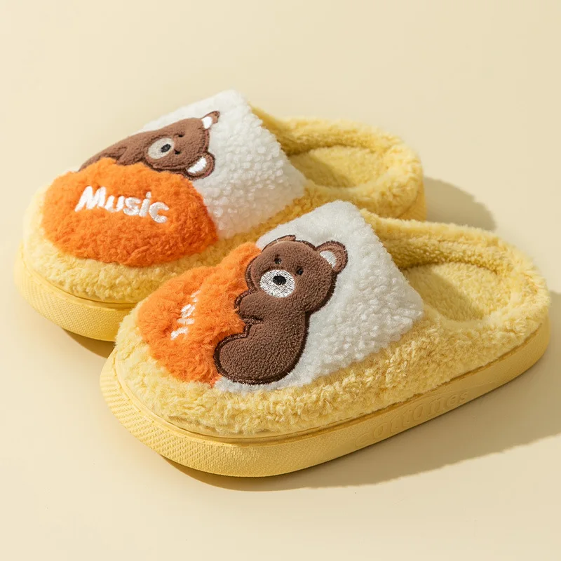 Lovely Cotton Slippers Female Autumn Bear Home Couple Warm Fur Slippers Women Shoes Slippers Women Comfortable Fashion