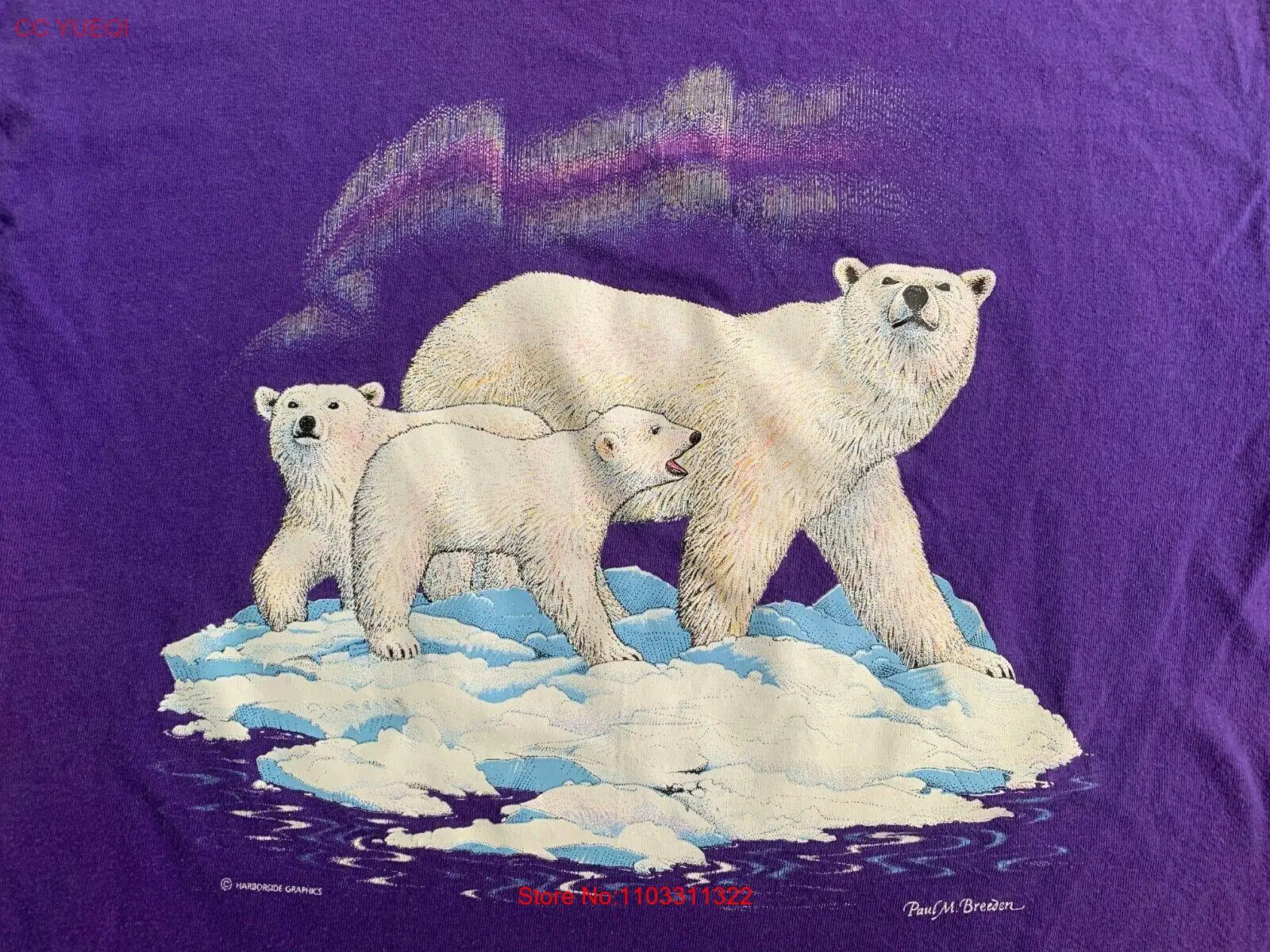 Футболка Vtg с белыми медведями фиолетовая Мужская футболка изображением пола