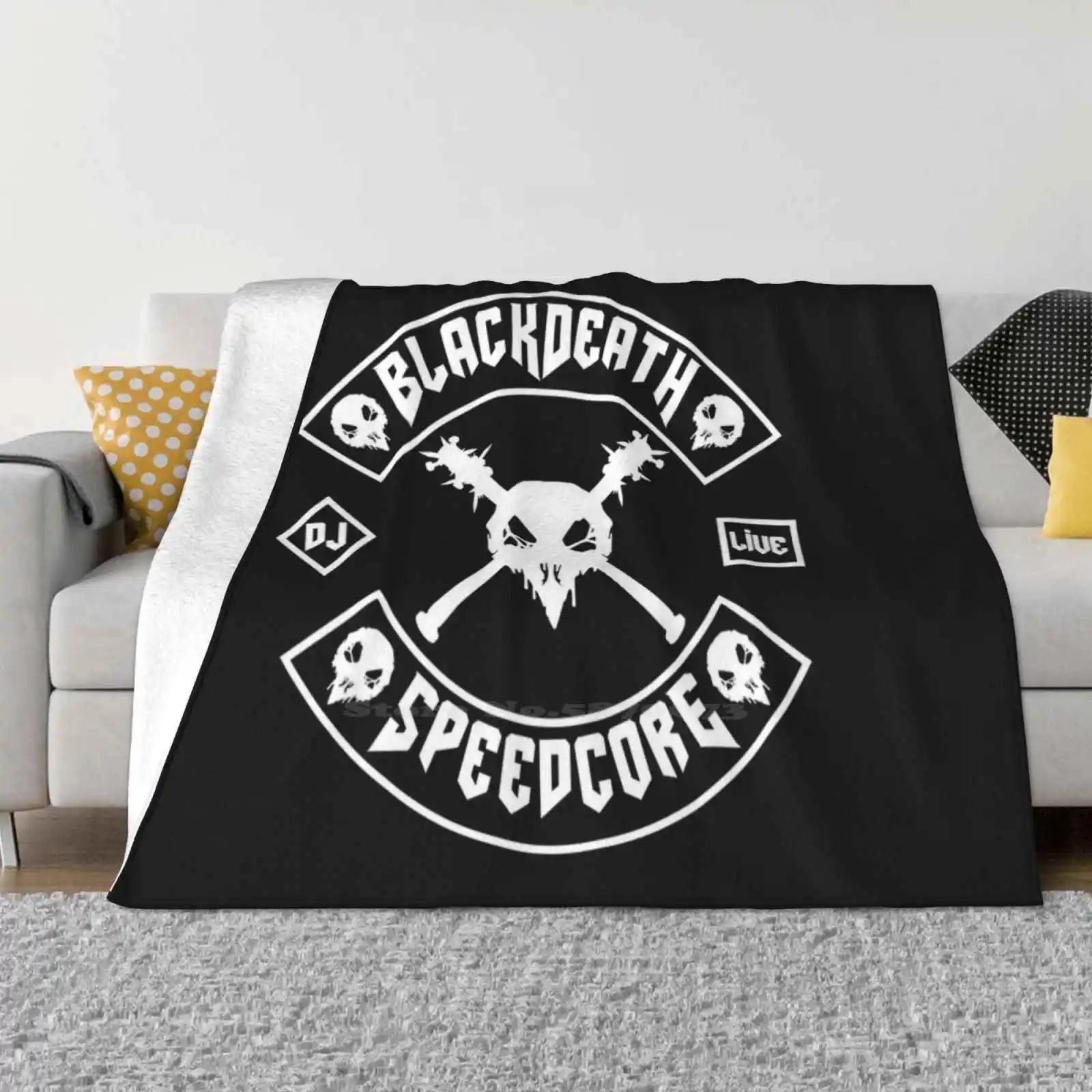 

Одеяло Black Death Mc [Белое на черном], удобное теплое мягкое покрывало на все сезоны, черное диджейская Death, живая акция, темнота, Speedcore