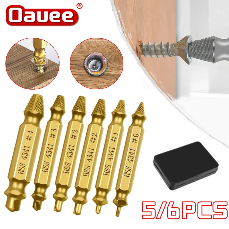

4/5/6 PCS Damaged Screw Extractor Drill Bit Set Stripped Broken Screw Bolt Remover Extractor Easily Take Out Demolition Tools