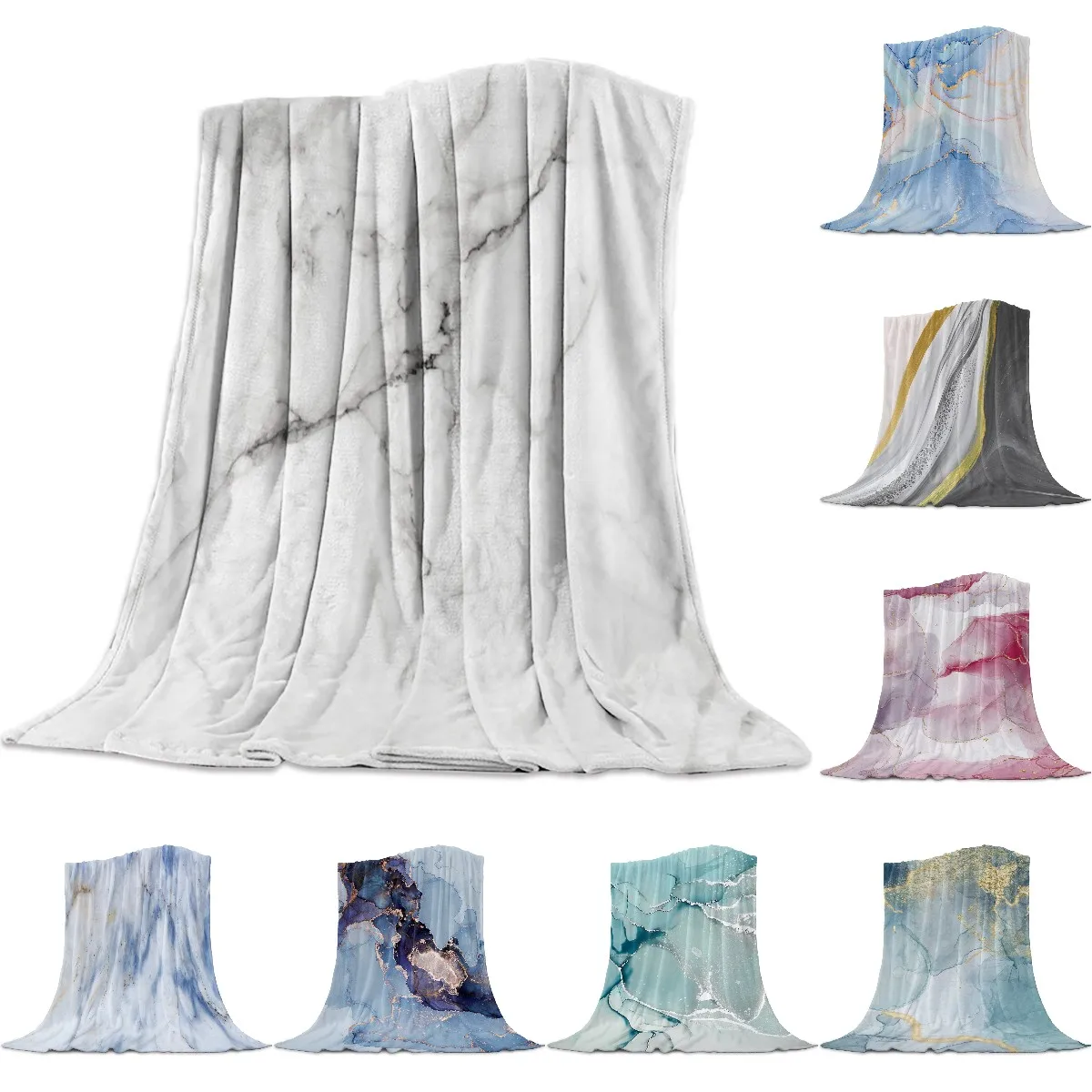 

White Marble Blanket Unisex Children Bedchamber Couch Bedspread Throws Cover Durable Warm Cozy Coverlet Throw Blanket Queen Size