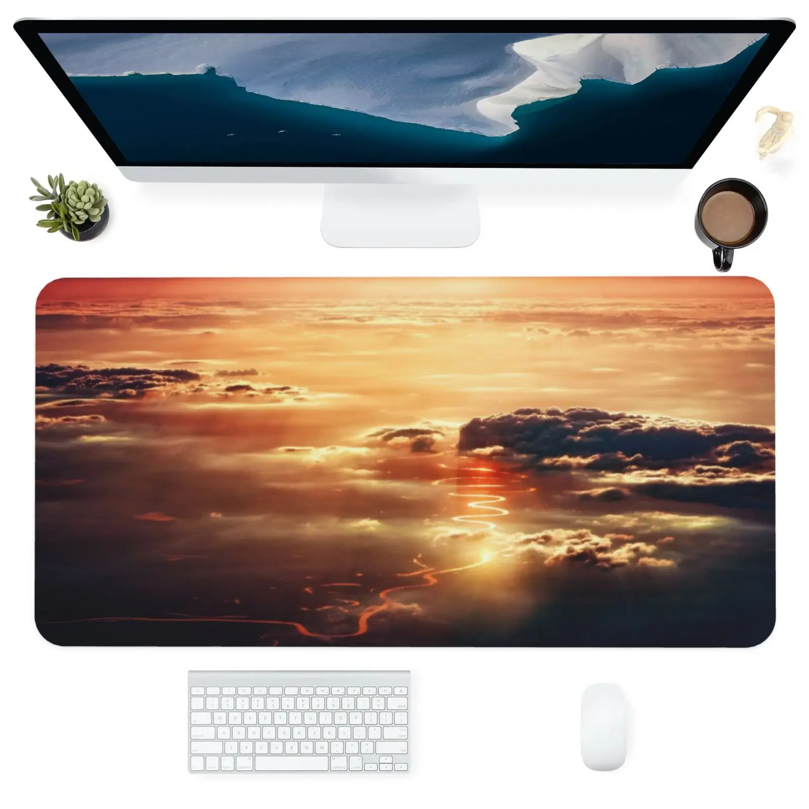 

Keyboard Computer Office Supplies Accessories Mouse Pad Durable Personalized Desk Pads Mats Clouds Sun Dusk Sunset 400x900MM XXL