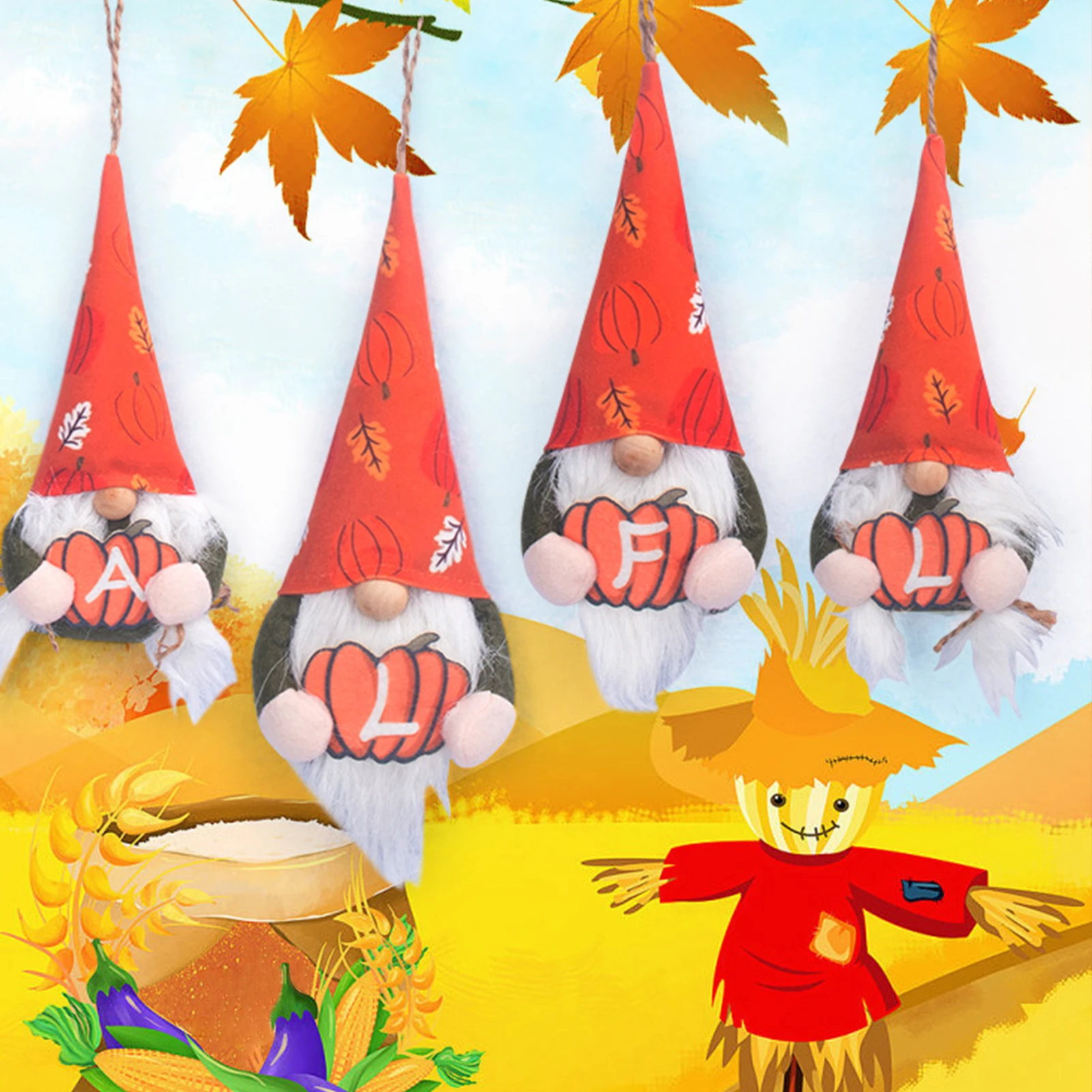 

New Hot 4pcs Faceless Doll Gift Pumpkin Corn Mr and Mrs for Party Holiday Decor Indoor