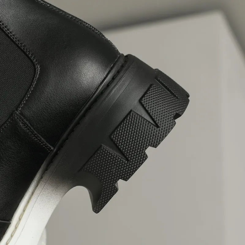 Lolita Style Chelsea Short Boots Women Cow Leather Ankle Booties 2022 Luxury Bow Decorate Gradual Black White Girls Wedges Shoes