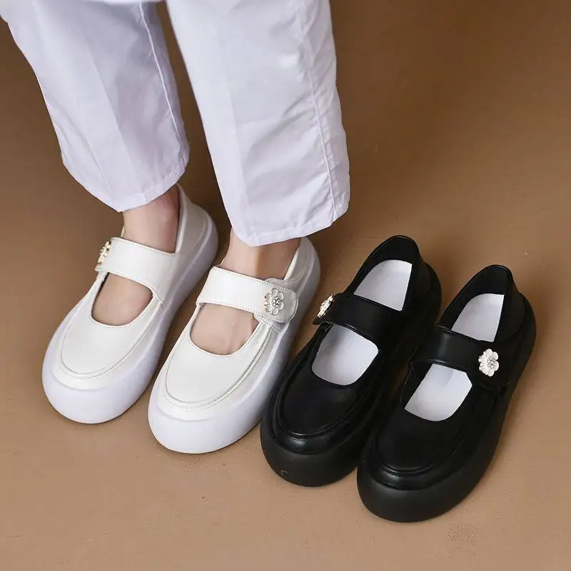 

40 Shoes Women Comfortable Cow Leather Hospital Nurse Shoe Anti Slip Loafer White Black Zapatos De Mujer Flats Woman Mary Jane