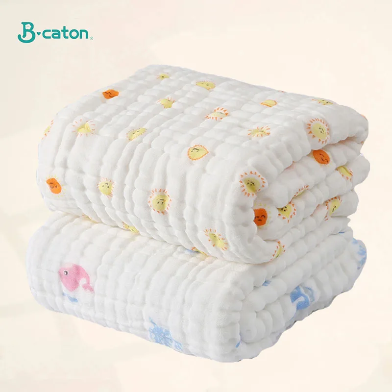 2PCS Baby Bath Towel 140*70CM Blanket Coral Velvet 6 Layers 100% Cotton Gauze Newborn Kids Bathrobe Washcloth Muslin Facecloth