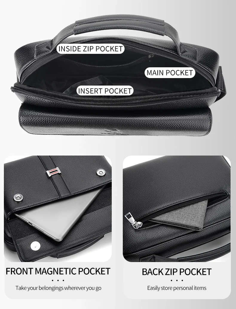 WEIXIER New Capacity Crossbody Bags Men Messenger Bags Top handle Tote Bag for Male Men's Handbag Multi-function PU Shoulder Bag