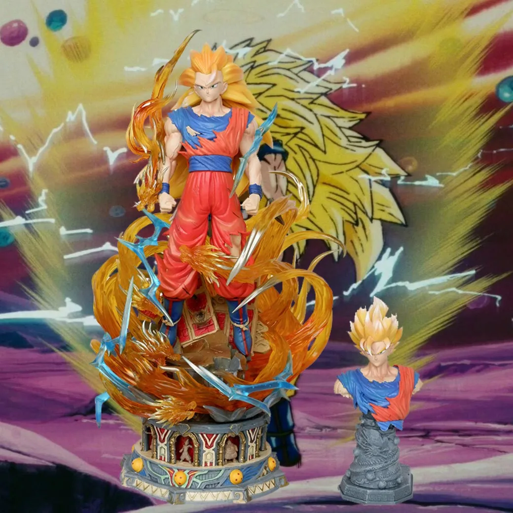 

40cm Dragon Ball Anime Figure Standing Position Son Goku Statue Manga Super Saiyan 3 Super Kakarotto PVC Model Doll Gift Toys